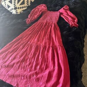 Trendy pink Smocked Maxi Dress